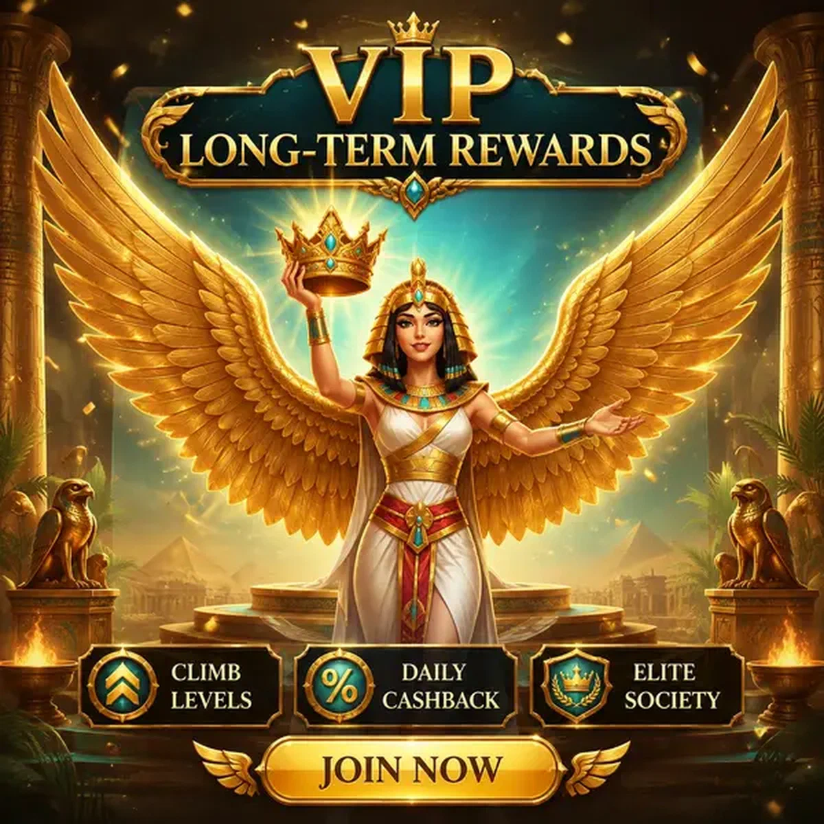 Gevleugelde koningin viert VIP-progressie bij VIP Progression and Long-Term Rewards aanmeldingsportaal