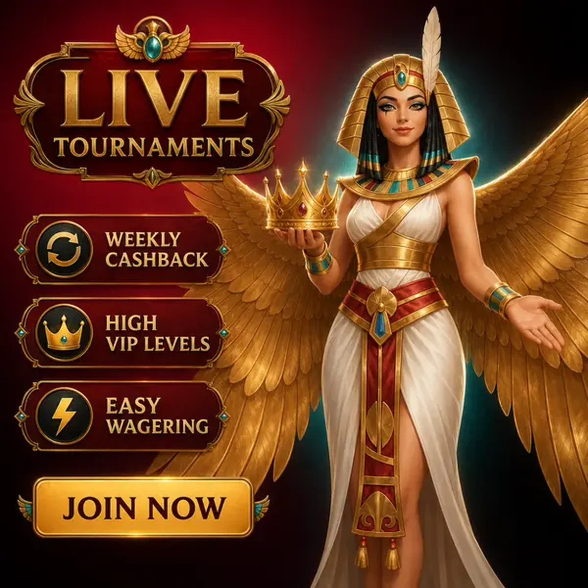 Queen of Feasts presenteert gouden kroon bij Live Tournaments en Weekly Cashback Rewards live casino