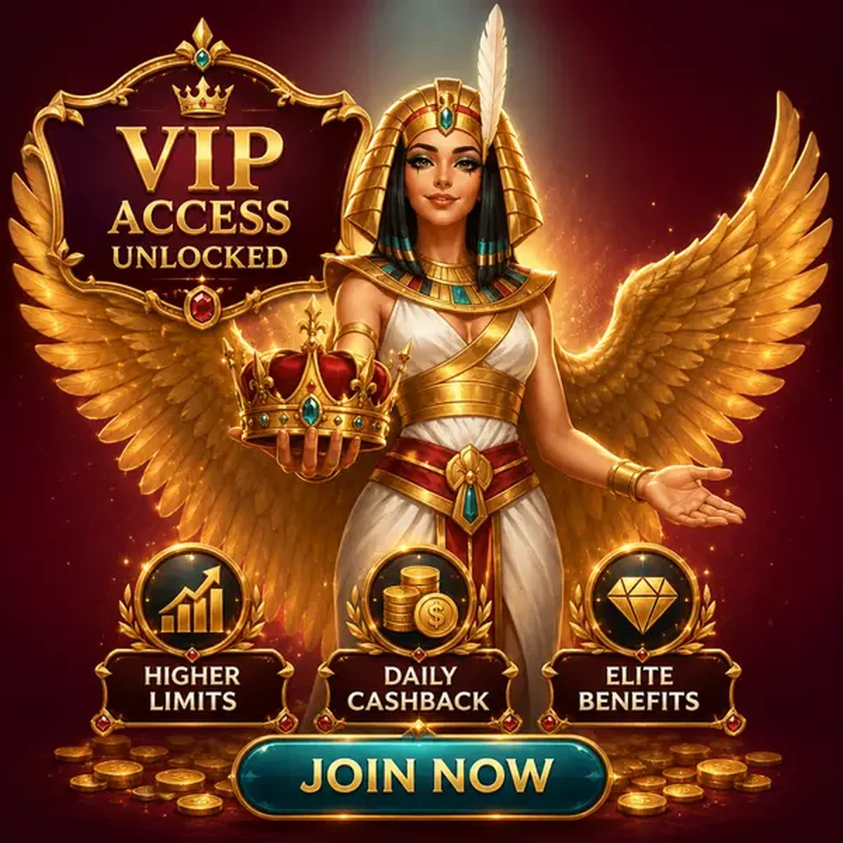 Koninklijke koningin presenteert gouden kroon voor VIP-verificatie bij VIP-limieten boven standaard Casino